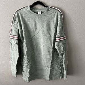 Urban Outfitters Sage Long Sleeve Tee with Burgundy Stripes